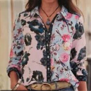 Sundance Pink and Blue Floral Button-Down Shirt